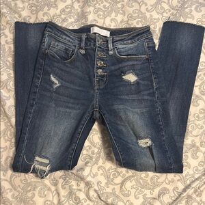 VERVET BY FLYING MONKEY Blue Skinny Jeans with Distressed Details